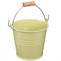 Artikel Emmer Metalen Bloempot Handvat Groen-Geel 20x17.5x16cm 2st