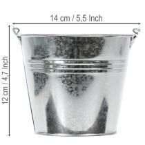Artikel Emmer Ø14cm H12cm 6 stuks. Zink, glanzend