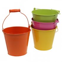 Artikel Emmer plantenpot metalen decoratieve emmer kleurrijke kleuren Ø14cm H12cm 6 st