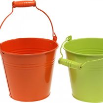 Artikel Emmer plantenpot metalen decoratieve emmer kleurrijke kleuren Ø14cm H12cm 6 st