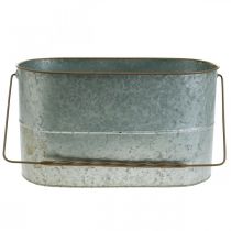 Artikel Plantenschaal met handvat, metalen pot, plantenbak zilver, bruin H22/20cm L42/40cm set van 2
