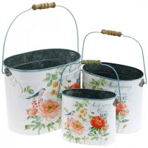 Artikel Plantenbak ovaal vintage lente decoratie plantenbak metaal 26/22 / 17cm set van 3