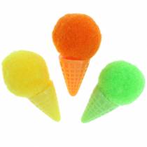 Artikel IJs in wafel kunst groen, geel, oranje assorti 3,5cm 18 st