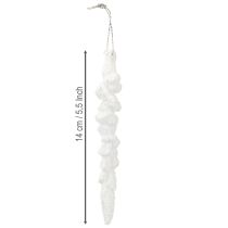 Artikel IJspegeldecoratie besneeuwde kerstboomdecoratie 14cm 4 stuks