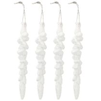 Artikel IJspegeldecoratie besneeuwde kerstboomdecoratie 14cm 4 stuks