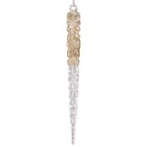 Artikel Decoratieve ijspegels om op te hangen champagne glitter 14,5cm 4st