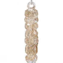 Artikel Decoratieve ijspegels om op te hangen champagne glitter 14,5cm 4st