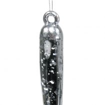 Decoratieve ijspegels om op te hangen transparant, zilver 26cm 2st