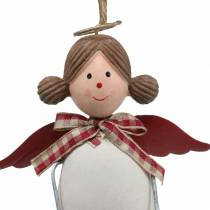 Artikel Kerstfiguren engel en rendier om op te hangen wit, rood Ø4,7cm H20 / 18cm 2st