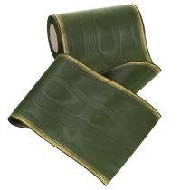 Artikel Elegant moiré kranslint, 175 mm, donkergroen met parelrand en taftweefsel voor feestelijke gelegenheden.
