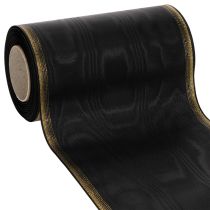Artikel Elegante moiré kranslint, 175 mm zwart met parelrand en taftbinding, decoratief lint voor rouwbloemwerk, striklint, 25 m