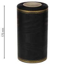 Artikel Elegante moiré kranslint, 175 mm zwart met parelrand en taftbinding, decoratief lint voor rouwbloemwerk, striklint, 25 m