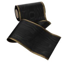 Artikel Elegante moiré kranslint, 175 mm zwart met parelrand en taftbinding, decoratief lint voor rouwbloemwerk, striklint, 25 m