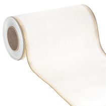 Artikel Elegant moiré-kranslint, 200 mm wit met gouden parelrand en speciale afwerking, 25 m - Perfect voor decoraties en feesten