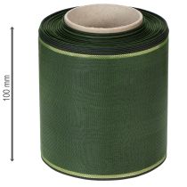 Artikel Elegant moiré groen kranslint met gouden rand, 100 mm x 25 m, voor rouwbloemen en decoratie.