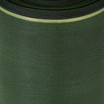 Artikel Elegant moiré groen kranslint met gouden rand, 100 mm x 25 m, voor rouwbloemen en decoratie.