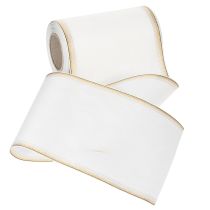 Artikel Elegante moiré krans met gouden rand, huwelijksdecoratie, rouwlint, wit 150mm x 25m