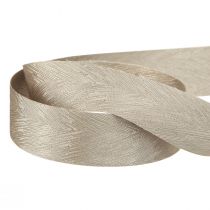 Artikel Elegant zijden lint met verenprint in zilver - perfect voor feestelijke decoraties breedte 25 mm lengte 15 m