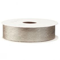 Artikel Elegant zijden lint met verenprint in zilver - perfect voor feestelijke decoraties breedte 25 mm lengte 15 m