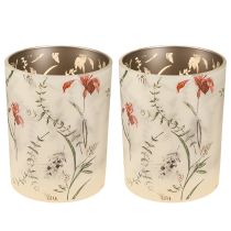 Artikel Elegante kaarsenhouder met bloemenmotief voor een harmonieuze kamerinrichting, 12,5 cm, 2 stuks