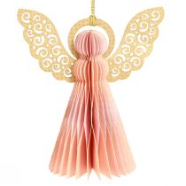 Artikel Engelenhanger papieren decoratie Kerst abrikoos goud 12cm 4 st