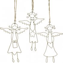 Engel hanger kerst engel draad figuren goud 15cm 6st