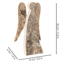 Artikel Engelfiguur van hout met berkenbast, 30 cm