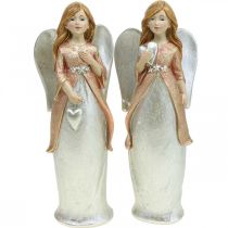 Engel figuur beschermengel kerst engel met hart H19cm 2st
