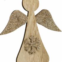 Artikel Deco hanger houten engel glitter 10cm 12st