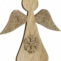 Artikel Decoratieve hanger houten engel glitter 10cm 12 st