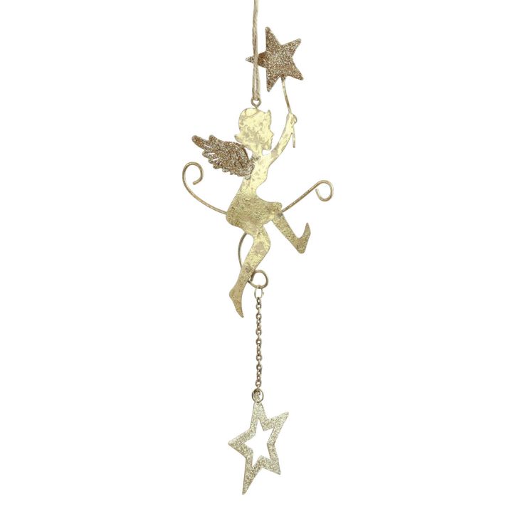 Artikel Engel hanger ster kerstdecoratie om op te hangen H28cm 3 st