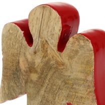 Artikel Engel decoratiefiguur hout rood, natuur 15cm