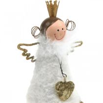 Artikel Engel figuur zittend Kerstdecoratie hout metaal wit H12cm
