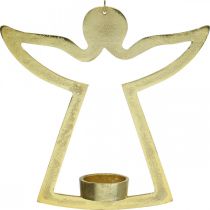 Decoratieve engel, theelichthouder om op te hangen, metalen decoratie goud H20cm