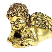 Engel met boek liggend goud 11-13cm 4st