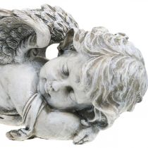 Grafdecoratie engel slapende graf engel grijs polyresin 39×14x13cm