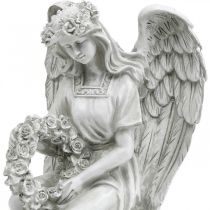 Graf engel met krans Zittende vrouwelijke engel H32cm