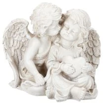 Artikel Engeldecoratie voor kinderen: Engelenpaar met hartsculptuur, 24 cm.