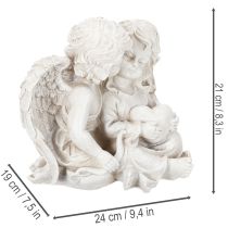 Artikel Engeldecoratie voor kinderen: Engelenpaar met hartsculptuur, 24 cm.