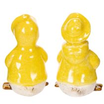Artikel Eendjesfiguurtjes, keramische figuurtjes met regenjasjes voor leuke balkon- en tuindecoratie, 11 cm, 4 stuks