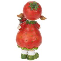 Artikel Decoratief beeldje van een aardbeienmeisje voor zomerdecoratie, schattig beeldje voor woonkamer en balkon, 18 cm