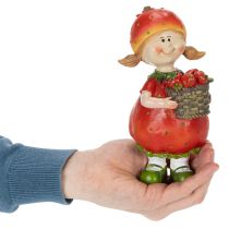 Artikel Decoratief beeldje van een aardbeienmeisje voor zomerdecoratie, schattig beeldje voor woonkamer en balkon, 18 cm