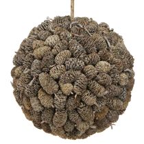 Artikel Elzenkegel decoratieve bol om op te hangen, wit gekalkt, 20 cm