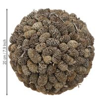 Artikel Elzenkegel decoratieve bol om op te hangen, wit gekalkt, 20 cm