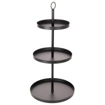 Artikel Ronde metalen serveerstandaard met drie etages voor tafeldecoratie met meerdere lagen, 61 cm