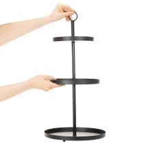 Artikel Ronde metalen serveerstandaard met drie etages voor tafeldecoratie met meerdere lagen, 61 cm