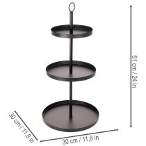 Artikel Ronde metalen serveerstandaard met drie etages voor tafeldecoratie met meerdere lagen, 61 cm