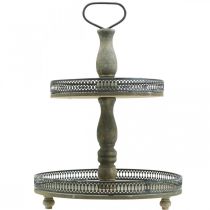 Artikel Deco Taartschaal Hout Planten Taartschaal Vintage H47cm Ø34cm