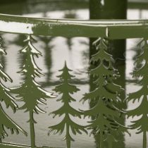 Artikel Metalen etagère, groen, drie lagen, dennendecoratie, rond, 49 cm