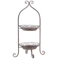 Artikel Metalen etagere 2-laags bruin wit Ø25,5cm 63,5cm